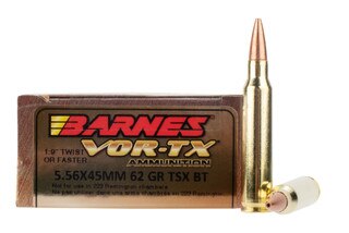 Barnes VOR-TX 5.56 NATO 62gr TSX Boat Tail Ammo - Box of 20
